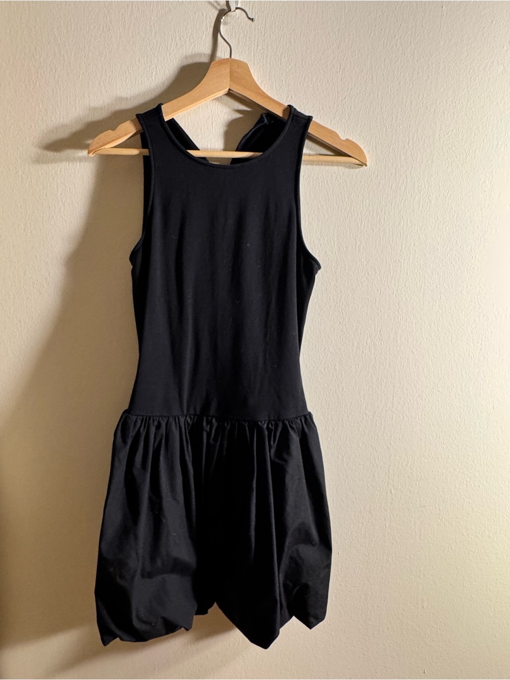 Mango Black Sleeveless Bubble-Hem Mini Dress